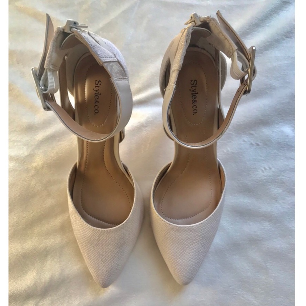 White Style & Co Snakeskin Heels